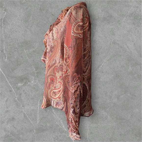 💟Tommy Hilfiger Paisley Ruffle Blouse - Rust and Beige - Picture 6 of 15